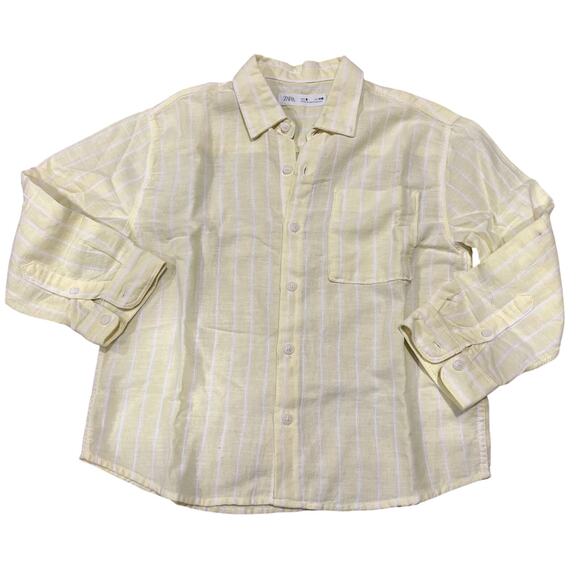 Zara Boys Bundle Set  Cotton Striped Button Down & Denim Shorts Summer  6x/7 - Picture 3 of 7